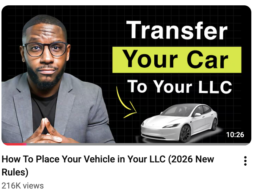 Keran Smith discussing vehicle and LLC tax deductions on YouTube